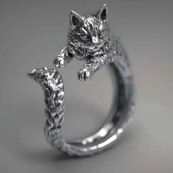 Vintage ring with a cat - Picture 4 of 7